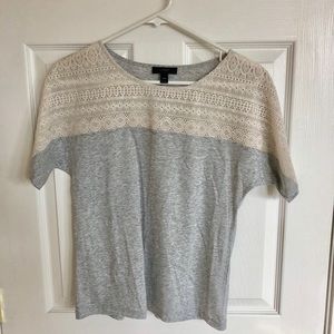 Gray and white lace t-shirt